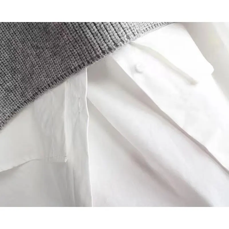Korėjos versija prarasti mados megzti paltai pavasarį ir rudenį naujų užsienio stiliaus megztinis susiuvimo marškinėliai netikrą dvi viršūnes . ' - ' . 5
