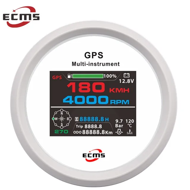 ECMS 6 in 1 Multi Priemonės Indikatorius GPS Spidometras Tachometras Valandą Vandens Temp Kuro Lygį Alyvos Slėgis Voltmeter 2V/24V  . ' - ' . 0