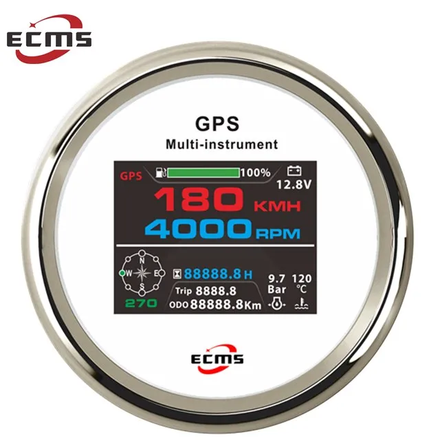 ECMS 6 in 1 Multi Priemonės Indikatorius GPS Spidometras Tachometras Valandą Vandens Temp Kuro Lygį Alyvos Slėgis Voltmeter 2V/24V  . ' - ' . 1