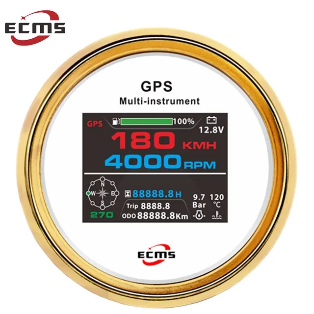ECMS 6 in 1 Multi Priemonės Indikatorius GPS Spidometras Tachometras Valandą Vandens Temp Kuro Lygį Alyvos Slėgis Voltmeter 2V/24V  . ' - ' . 2