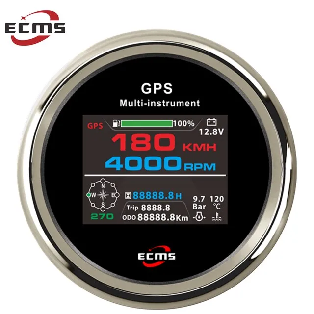 ECMS 6 in 1 Multi Priemonės Indikatorius GPS Spidometras Tachometras Valandą Vandens Temp Kuro Lygį Alyvos Slėgis Voltmeter 2V/24V  . ' - ' . 3
