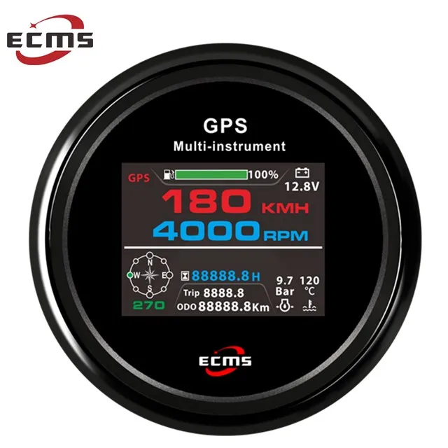 ECMS 6 in 1 Multi Priemonės Indikatorius GPS Spidometras Tachometras Valandą Vandens Temp Kuro Lygį Alyvos Slėgis Voltmeter 2V/24V  . ' - ' . 4
