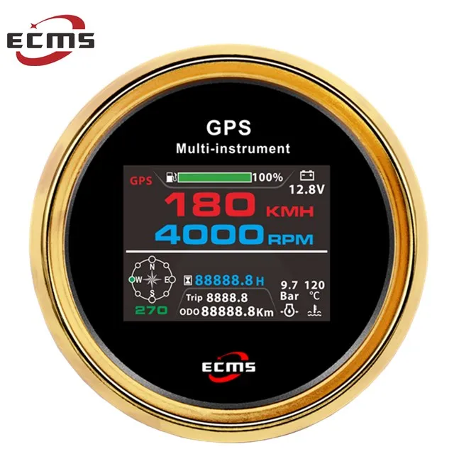 ECMS 6 in 1 Multi Priemonės Indikatorius GPS Spidometras Tachometras Valandą Vandens Temp Kuro Lygį Alyvos Slėgis Voltmeter 2V/24V  . ' - ' . 5