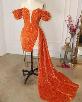 Seksualus Orange Nuo Peties Trumpas Prom Mini Suknelės, Kokteilių Suknelės, Kamuolys Suknelė Aukštos Ritininės Gimtadienio Suknelės
