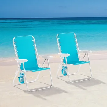 2-Pack Ramsčių Sėdima Bungee Paplūdimio Kėdės, Kryklė, lauko baldai kėdė