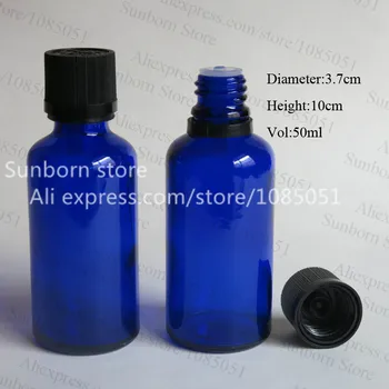 500 VNT./ DAUG 5/3oz mėlyno stiklo buteliukas su reduktoriumi lašintuvu, 50ml stiklo kosmetikos vaistažolių butelis urmu didmeninės