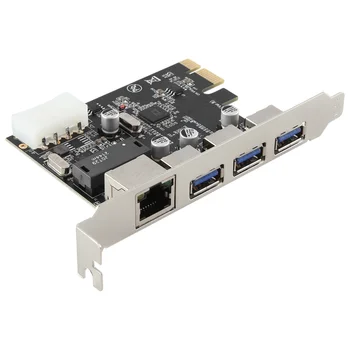 PCIe Lizdas RJ45 USB 3.0 PCIe Plėtros Kortelę,su Gigabit Ethernet Controller PCI Express 