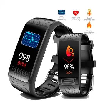 V3E EKG Smart Apyrankę Fitneso, Širdies ritmas, Kraujo Spaudimas SpO2 Stebėti Smart Juosta Sporto Apyrankės IP67 atsparus Vandeniui Vyrų Smartwatch