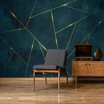 Custom Sienų Tapetai, 3D Kūrybos Aukso Geometrinės Linijos Freska Gyvenamasis Kambarys su Sofa-lova, TV Foną, Sienos, Namų Dekoro Papel De Parede
