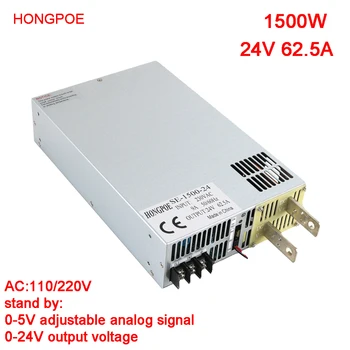 1500W 24V maitinimo šaltinis 24V 0-5V analoginis signalas kontrolės 0-24v reguliuojamas maitinimo šaltinis 24V 62.5 Paramos PLC valdymo SE-1500-24