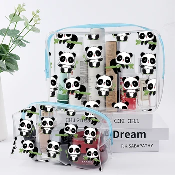 PVC Skaidri Kosmetikos Krepšys Mielas Giant Panda Print Makiažas Krepšiai Organizatorius Kelionių Vonia Plauti, tualetinių reikmenų Laikymo Maišeliai sudaro Atveju